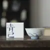 Tazas Maestras Azules y Blancas de Pared Delgada Hechas a Mano de las Dinastías Tang y Song, Juego de Té Gongfu Cerámica Pintada a Mano Tazas de Té para el Hogar, Hierba Cola de Perro