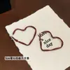 Pendientes de Aro Grandes Retro Ancla Corazón Rojo para Mujer Otoño e Invierno, Aguja de Plata, Simples y Elegantes, Pendientes Exagerados para Rostros Cuadrados y Redondos
