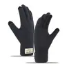 Guantes de lana con pantalla táctil invierno estudiante varón montar forrados de polar engrosados juvenil moderno estilo simple a prueba de frío cálidos