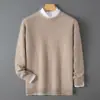 Suéter de Lana Pura Nuevo Otoño/Invierno Baicai Rong para Hombre Cuello Redondo Color Sólido Tejido de Punto Básico Casual de Negocios
