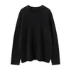 Novo Suéter de Malha Cashmere Grosso Solto Emagrecimento Gola Redonda Ombro Raglã Cor Sólida Feminino Outono/Inverno 2025 para Camada