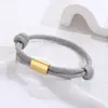 Europa y Estados Unidos transfronterizos nuevo cordón de cuerda para paraguas tejido a mano pulsera de acero inoxidable joyería para hombres y mujeres cuerda de mano venta al por mayor soporte para grabado