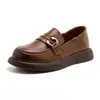 Mocasines retro de cuero suave con suela gruesa para mujer, nuevo estilo otoño 2026, versátiles, de suela blanda, punta redonda, cómodos, de plataforma, zapatos de cuero