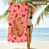 Atacado de fábrica transfronteiriço toalha de praia de capivara de desenho animado infantil, toalha de banho de fibra ultrafina de secagem rápida, toalha absorvente
