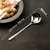 Colher de Sopa de Aço Inoxidável 304 Colher Engrossada Cabo Longo Cabeça Grande Concha de Sopa Conjunto de Colheres para Hotel Casa Cozinha Colher para Panela Quente