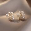 Pendientes de plata de ley S925 con forma de flor de perla vintage de Corea del Sur, estilo de celebridades de Internet, con forma de hada, pendientes de aguja con temperamento femenino, joyería para las orejas