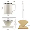 Combinação transfronteiriça 304 aço inoxidável filtro, xícara para latte art, agulha para latte art, papel de filtro, acessórios de funil de café, todo em aço