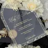 Invitaciones Arqueadas Transfronterizas, Acrílico Transparente con Estampado Dorado, Invitaciones para Aniversarios, Bodas y Eventos de Negocios
