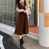 Vestido Talla Grande Chica Gordita Cubre Piel Cintura Alta Costura Vestido Falso de Dos Piezas para Mujer Otoño Estilo Universitario Coreano Vestido Largo Reductor de Edad
