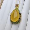Colgante de Plata de Ley 925 Tipo Hielo Natural Incrustado con Calcedonia Amarilla Ágata Verde Mismo Estilo que Xiaohongshu Exquisito Moderno Juguete