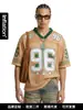 Ropa de Hombre Jie Zhan Malla con Estampado de Estrellas Manga Corta Estilo Béisbol 2026 Primavera y Verano Nueva Camiseta Holgada Transpirable de Malla Retro Urbana