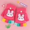 Guantes Infantiles Otoño e Invierno Cálidos para Niñas Bebés Cubierta Plegable de Medio Dedo Niños Niños Doble Uso Cinco Dedos Estudiantes Escritura