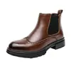 Botas Chelsea retro para hombre, nuevas botas altas de cuero de moda para otoño e invierno, botas Martin, zapatos de cuero Broo