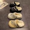 Sapatos Peludos Antiderrapantes Aumentadores de Altura para Influenciadores de Moda com Estrela de Cinco Pontas de Strass Tamancos Fechados para Mulheres, Novidade para Outono e Inverno 2025