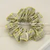 2026 Nuevo Scrunchie de Cuadros Amarillo-Verde Cuerda para el Cabello Dulce y Elegante Diadema Scrunchie de Cuadros