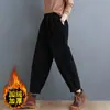 Pantalones de pana morados estilo Harlan radish para mujer, talla grande, forro polar grueso, cintura elástica, nuevos para primavera, otoño e invierno 2024