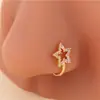 Europa y Estados Unidos personalidad transfronteriza sin perforación U-shaped nose nail cobre microincrustación circonita AB nariz estilo europeo y americano joyería clavo de nariz perforado
