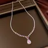 Collar Colgante de Cadena Cuadrado de Circonita Super Brillante con Forma de Gota de Agua, Cadena de Clavícula Moderna y Sencilla, Lujo Ligero, Sensación de Alta Gama, Accesorio Versátil