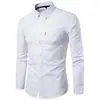 Ropa de hombre transfronteriza 2023 otoño nuevo hombres Oxford tejido ajustada color liso camisa hombres camisa manga larga hombres
