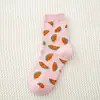 Meias de Cano Médio Estilo Japonês Ins Tendência Doces e Fofas Série de Frutas Morango Pêssego Desenho Animado Meias para Todas as Estações