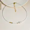 Collar de perlas de agua dulce más vendido en comercio exterior transfronterizo, cadena para la clavícula de cristal de colores versátil para mujer con cuentas, joyería que no se decolora