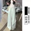 Calça Puff de Leite Branca de Seda de Gelo de Perna Larga Feminina Primavera Verão 2026 Nova Cintura Alta Drapê Casual Perna Reta Texturizada Calça Yamamoto