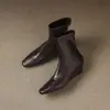Botines de moda estilo británico de 5 cm, elásticos, ajustados, 2026 otoño e invierno, nuevos, con punta cuadrada, tacón grueso, cierre de cremallera trasera, botines cortos