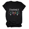 Enseño a niños a leer camiseta casual para mujer con estampado de letras lista para enviar Amazon comercio exterior verano ebay manga corta
