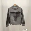 Cárdigan de punto con cremallera para mujer Otoño/Invierno 2026 Suéter de punto a rayas Versátil Grueso Holgado Adelgazante Manga larga Abrigo para mujer