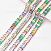 Cadena de circón rectangular de color mezclado de fábrica cadena de taladro de garra densa ojo de caballo/ovalada accesorios para joyería de ropa DIY collares