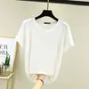 Nueva camiseta de modal de manga corta con cuello redondo para mujer, fina y adecuada para usar como capa exterior, se puede usar como capa base o combinar con tops casuales de talla grande