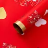 Papel de Embrulho para Buquê de Flores, Papel de Presente, Materiais Florais para DIY, Borda de Coração com Borda Dourada, Papel de Presente para Festas