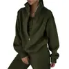 2026 Moda Casual Deportiva de Otoño para Mujer, Sudadera Deportiva de Manga Larga con Media Cremallera, Color Sólido, Conjunto de Tres Piezas