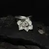Anillo de Loto Estilo Chino para Mujer, Nuevo Diseño Floral Sencillo Estilo Chino, Elegante y con Estilo, Anillo Abierto Ajustable