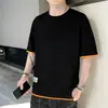 Camiseta Esportiva Casual de Verão Enbu para Homens e Adolescentes, Algodão Puro Estampada de Manga Curta, Camiseta Redonda Bonita e Versátil para Homens