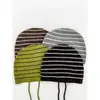 Gorro de punto a rayas para mujer, otoño e invierno, estilo retro japonés, circunferencia de cabeza grande, cálido, moderno y hace que la cara se vea más pequeña, un sombrero elegante para el clima frío