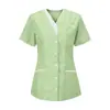 Camisa de manga corta con cuello en V para quirófano, hospital, clínica dental, salón de belleza, uso quirúrgico, corte ajustado, ropa de trabajo para clínica de mascotas, transpirable y de secado rápido