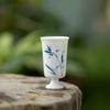 Taza de Té Retro China Azul y Blanco Pintada a Mano Pino Bambú Pie Alto Taza de Aroma Juego de Té Kung Fu Taza Pequeña de Degustación Taza Maestra