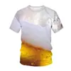 2026 Nueva Estación Independiente Camiseta con Estampado 3D de Cerveza para Hombre Verano Transpirable Manga Corta Top Venta al por Mayor