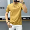 Camiseta de Manga Curta Lisa Preta e Branca Nova de Verão 2026 para Homens, Corte Slim, Respirável, Gola Redonda, Casual, Versátil, Manga Meia Mão