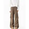 Pantalones cargo plisados estilo americano, pantalones parachute de pierna recta hip-hop, estilo retro de street dance, pantalones largos casuales para hombre, nuevo diseño de moda
