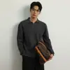 OT Suéter Masculino Old Money Gola Gaivota Masculino Primavera e Outono Novo Estilo Textura de Listras Verticais Tricô Top de Manga Longa para o Trabalho