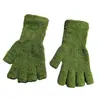Guantes de Punto Largos Luo de Felpa Coral de Color Sólido Transfronterizos para Hombres y Mujeres, Abiertos en los Dedos, Divididos, Simples, de Felpa, Medio Dedo