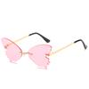 Gafas de sol transfronterizas sin marco, con borde cortado, modernas, con degradado de mariposa, populares en Internet, del mismo estilo, para fiestas.