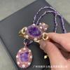Conjunto de Tres Piezas de Flor de Amatista de Piedra Cruda Natural con Incrustación de Perla Estilo Europeo y Americano Personalidad Francesa Joyería de Mineral Crudo Traje Hecho a Mano de Alta Calidad