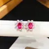 Suministro de fábrica pendientes de plata S925 con topacio rosa natural incrustado europeo y americano digno girasol rojo trémolo
