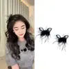 Presilha de Cabelo Pequena com Renda de Pena Super Fada e Orelhas de Coelho para Mulheres 2025 Novo Estilo Outono e Inverno Presilha para Franja Lateral