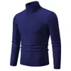 Nuevo Suéter de Cuello Alto para Hombre de Comercio Exterior Transfronterizo Estilo Coreano Moda Juvenil Color Sólido Manga Larga Jersey de Punto Camisa Base