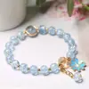 Pulsera de Cristal Rosa, Lujo Ligero y Sensación de Alta Gama, Pulsera de Cristal Rosa con Flores Explosivas para Hermana y Mejor Amiga, Joyería para Estudiantes