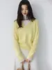 Suéter de Cachemira con Cuello en V Estilo Perezoso para Mujer de Manga Larga Falso Dos Piezas Moda Holgado Adelgazante Tejido Versátil Capa Base